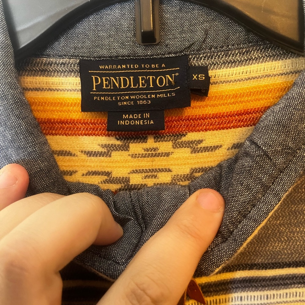 Pendleton Women's Doublesoft Half-Zip Pullover Denim Saltillo Stripe Size XS - Picture 4 of 7